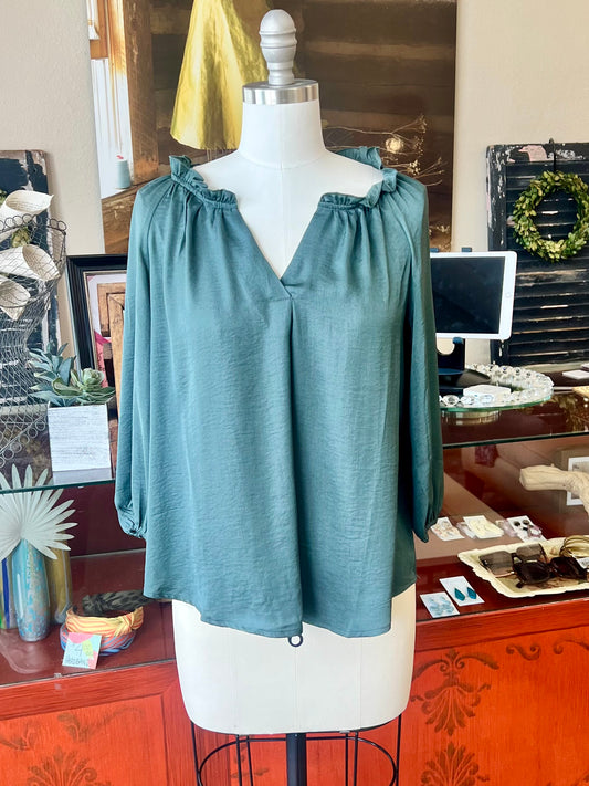 "Evergreen Evermore" Green Blouse